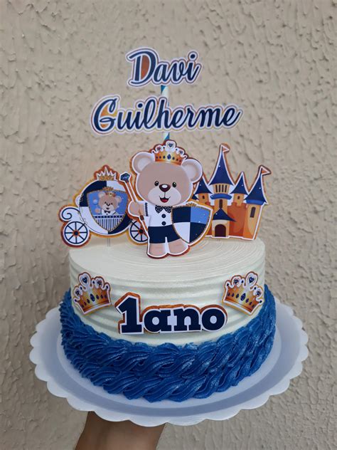 bolo urso principe azul marinho chantilly